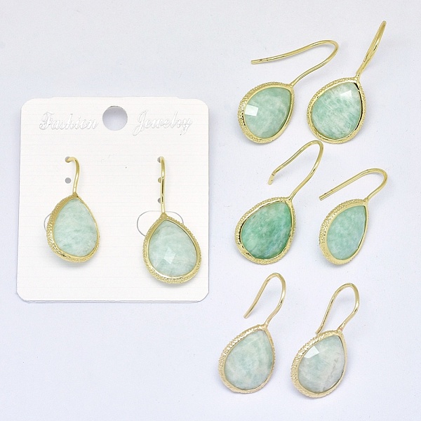 

PandaHall Natural Amazonite Dangle Earrings, with Golden Tone Brass Findings, teardrop, 25.5~32x13.5x5mm, Pin: 0.8mm Amazonite
