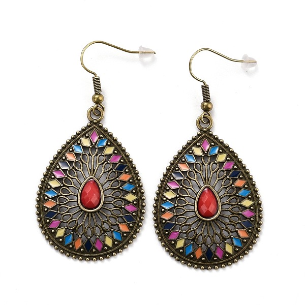 

PandaHall Bohemia Vintage Teardrop Dangle Earrings, Zinc Alloy Drop Earrings for Women, Antique Bronze, 58.5mm, Pin: 0.7mm Alloy