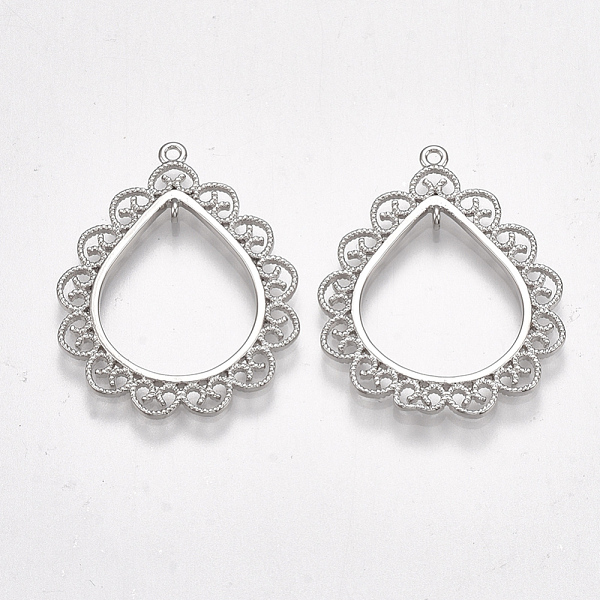 

PandaHall Brass Links connectors, teardrop, Nickel Free, Real Platinum Plated, 21.5x17x1mm, Hole: 1mm Brass Teardrop