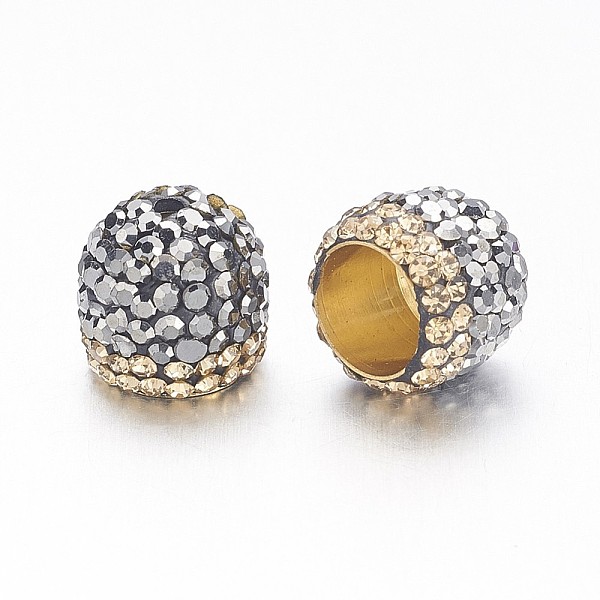

PandaHall Brass Cord Ends, End Caps, with Polymer Clay Rhinestones, Golden, Hematite, 10x10.5mm, Hole: 1.5~2mm, Inner Diameter: 7mm Brass..., Black