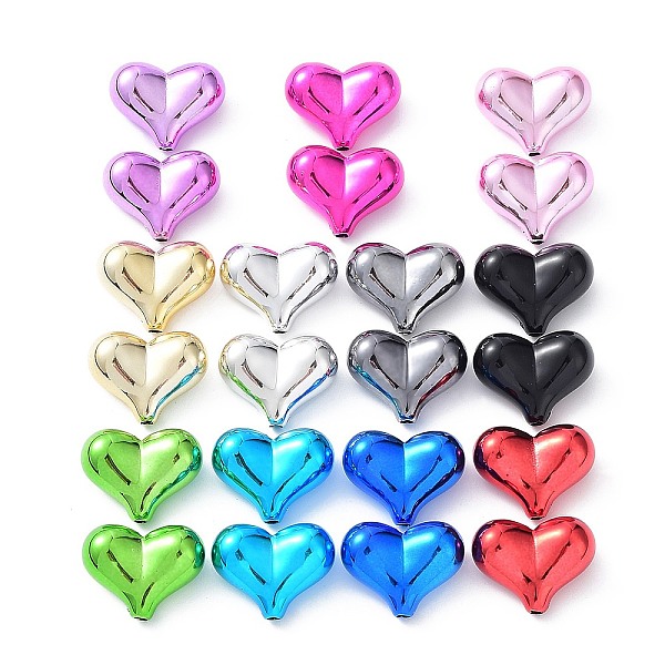 

PandaHall UV Plating Opaque Acrylic Beads, Heart, Mixed Color, 16.5x21x9.8mm, Hole: 2mm Acrylic Heart Multicolor