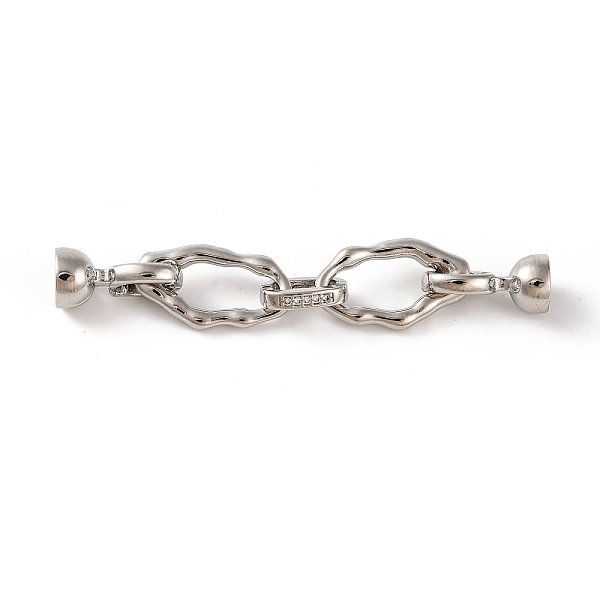 

PandaHall Brass Fold Over Clasps, Irregular Oval, Platinum, 60mm, Hole: 5.5mm Brass Oval