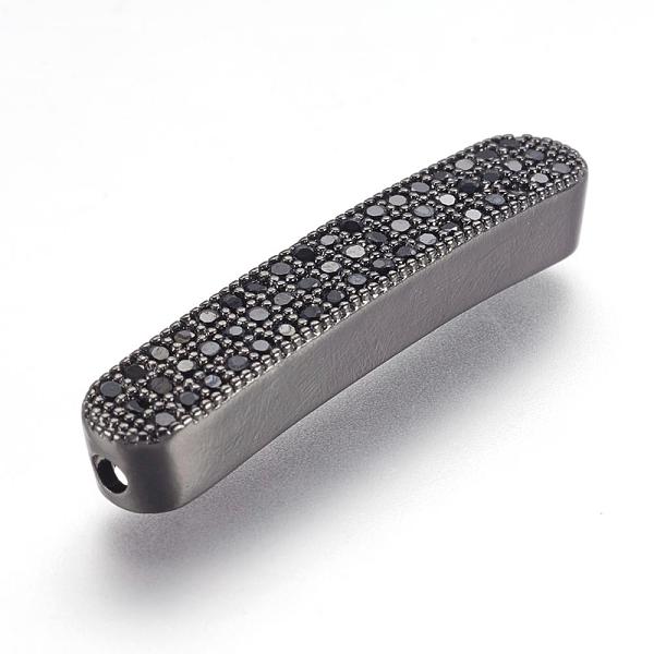 

PandaHall Brass Micro Pave Cubic Zirconia Beads, Rectangle, Gunmetal, 29x5.5x4mm, Hole: 2mm Brass+Cubic Zirconia Rectangle