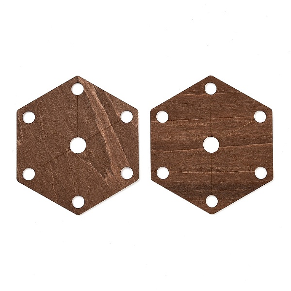 

PandaHall Wood Tool for Knitting Loom Accessories, Hexagon, Camel, 7x6.1x0.2cm, Hole: 6mm and 8mm Wood Hexagon Brown