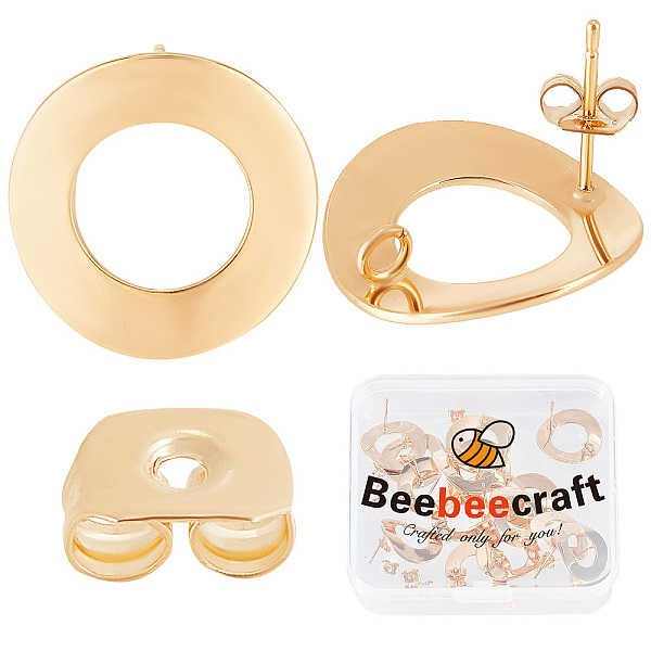 

PandaHall Beebeecraft 20Pcs Brass Donut Stud Earring Findings, with Vertical Loops and 20Pcs Ear Nuts, Nickel Free, Real 18K Gold Plated...