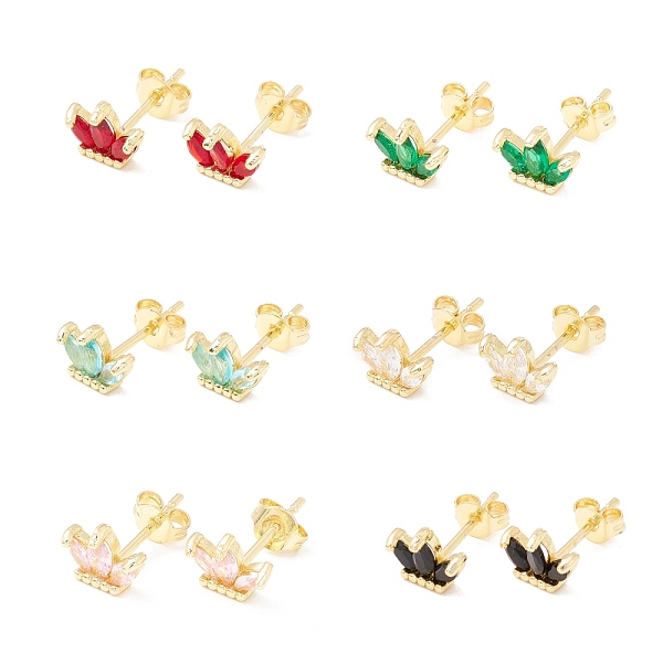 

PandaHall Brass Micro Pave Cubic Zirconia Stud Earring, Real 18K Gold Plated, Flower, Mixed Color, 6x8.5mm, Pin: 1mm Cubic Zirconia Flower..., Multicolor
