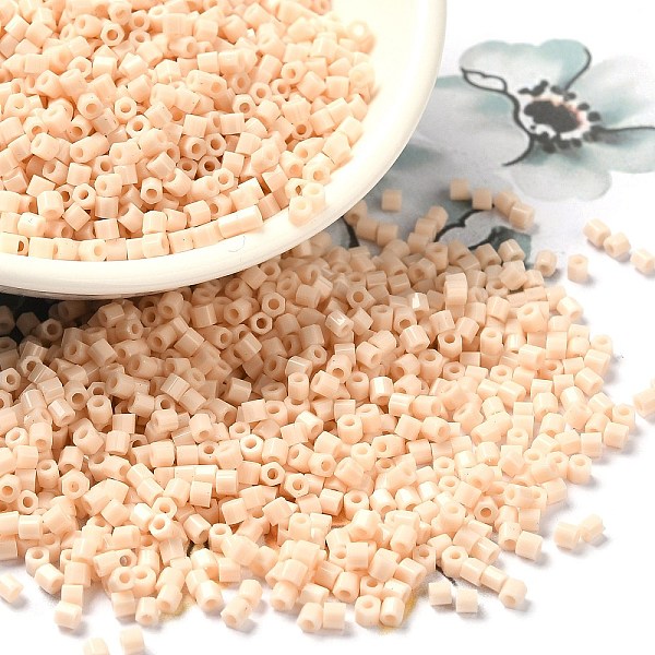 

PandaHall Opaque Glass Seed Beads, Hexagon(Two Cut), PapayaWhip, 2x1.5mm, Hole: 0.9mm Glass Orange