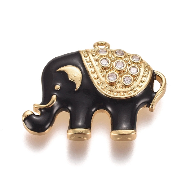 

PandaHall Brass Micro Pave Clear Cubic Zirconia Pendants, with Enamel, Elephant, Golden, 25x31x4mm, Hole: 1.7mm Brass+Cubic Zirconia+Enamel...
