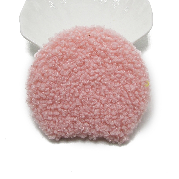 PandaHall Velvet Punch Needle Ornamenrt Accessories, for DIY Headband, Shoes Decoration, Flat Round, Pink, 80x80mm Velvet Flat Round Pink