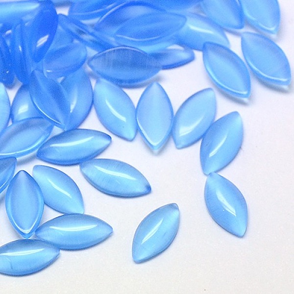 

PandaHall Cat Eye Cabochons, Horse Eye, Light Sky Blue, 8x4x2mm Glass Horse Eye