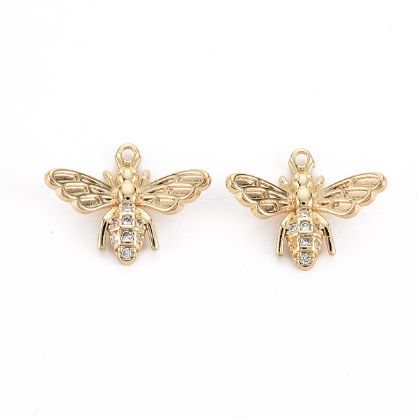 

PandaHall Brass Micro Pave Clear Cubic Zirconia Charms, Nickel Free, Bee, Real 18K Gold Plated, 12x15x4.5mm, Hole: 1mm Brass+Cubic Zirconia...