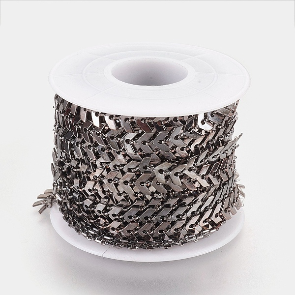 

PandaHall 3.28 Feet Brass Chains, Soldered, Fishbone, Gunmetal,7x6mm Brass
