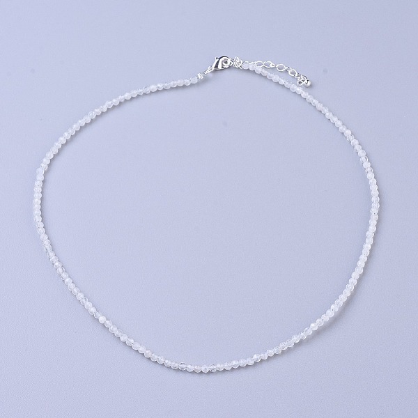 

PandaHall Natural Rainbow Moonstone Beaded Necklaces, with Brass Lobster Claw Clasps, Faceted Round Beads, 16.5 inch~16.7 inch...