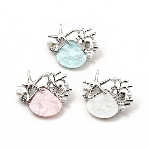 

PandaHall Acrylic Shell & Starfish Lapel Pin with Rhinestone, Platinum Alloy Brooch with ABS Pearl Beaded for Backpack Clothes, Cadmium Free..., Multicolor