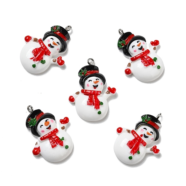 

PandaHall Opaque Resin Pendants, with Platinum Tone Iron Loops, Christmas Theme, Snowman, White, 34x25x7.5mm, Hole: 3mm Iron+Resin Snowman...