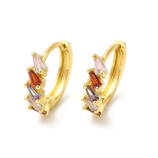 

PandaHall Cubic Zirconia Trapezoid Hoop Earrings, Real 18K Gold Plated Brass Jewelry for Women, Cadmium Free & Nickel Free & Lead Free...