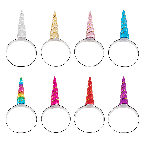 

PandaHall GOMAKERER 8Pcs 8 Colors Polyester Unicorn Horn Ear Elastic Headband, Hair Accessories for Child Cosplay Unicorn Party, Mixed Color..., Multicolor
