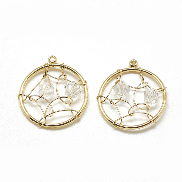 

PandaHall Brass Pendants, with Glass Beads, Flat Round with Web, Real 18K Gold Plated, Clear, 20.5x18x4mm, Hole: 1mm Brass+Glass Flat Round...