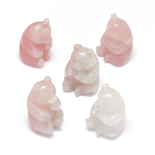 

PandaHall Natural Rose Quartz Sculpture Display Decorations, for Home Office Desk, Panda, 18~20x18~20.5x27~30.5mm Rose Quartz Panda