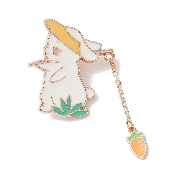 

PandaHall Rabbit with Carrot Dangle Enamel Pins, Light Gold Tone Alloy Brooch for Backpack Clothes, White, 53x31.5x1.5mm Alloy+Enamel Rabbit...