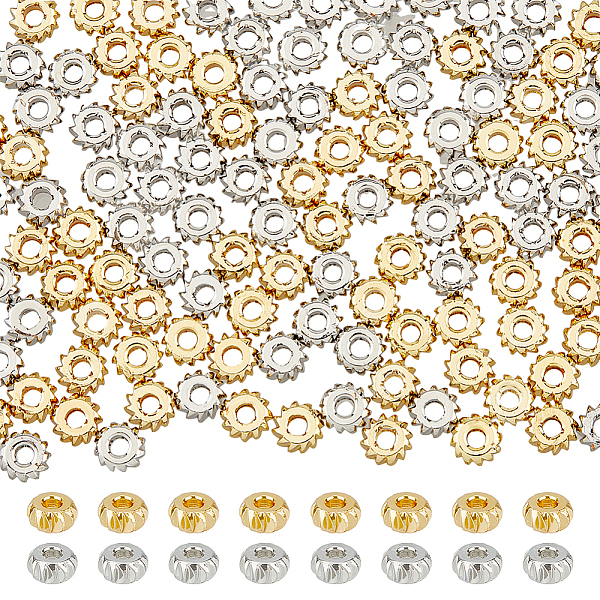

PandaHall DICOSMETIC 120pcs 2 Color Flat Round Spacer Beads Fancy Cut Round Beads Platinum and Golden Beads 4mm Disc Beads Brass Spacer...