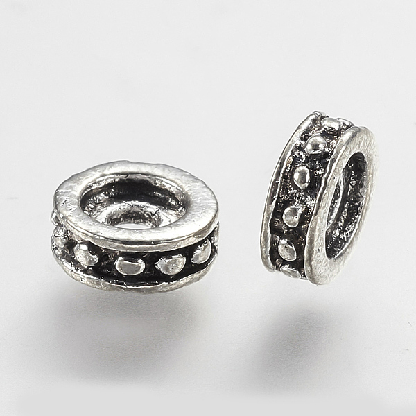 

PandaHall Brass Spacer Beads, Flat Round, Antique Silver, 7x3mm, Hole: 2mm Brass Flat Round