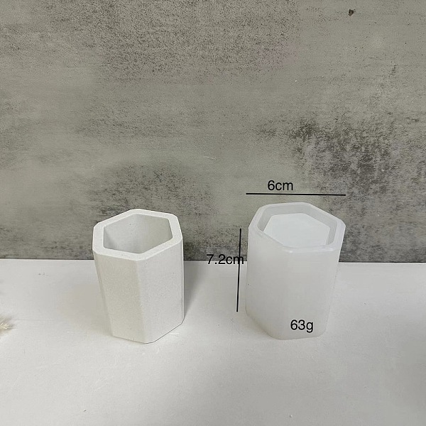 

PandaHall Food-Grade Silicone Pen Holder Mold, Resin Casting Molds, for UV Resin, Epoxy Resin Craft Making, Hexagon, 78x60mm Silicone..., White