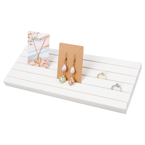 

PandaHall PH 5 Slots Wooden Card Display Stand, White Jewelry Organizer Earring Card Holder Photo Table Displays for Earrings Bracelet Ring...