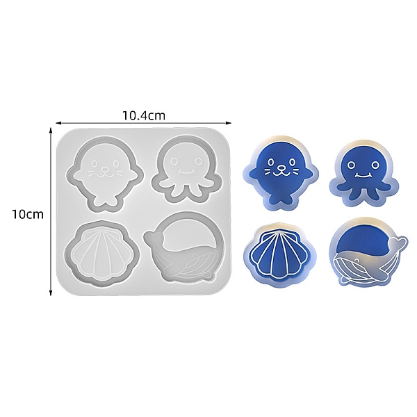 

PandaHall DIY Silicone Quicksand Mold, Resin Casting Molds, Shell Shape, 104x100x11mm Silicone Shell Shape White