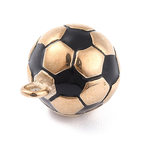 

PandaHall Ion Plating(IP) 304 Stainless Steel Pendants, with Black Enamel, 3D Football, Rose Gold, 16x12.5mm Stainless Steel+Enamel Sports