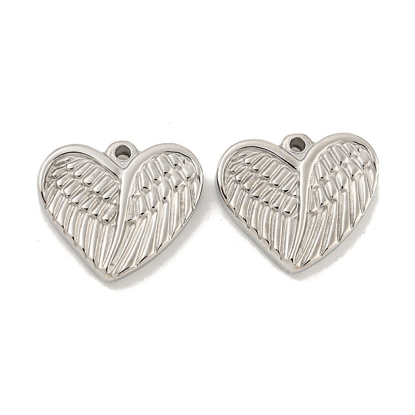 

PandaHall 304 Stainless Steel Pendants, Heart with Wing Charm, Stainless Steel Color, 16x18x3.5mm, Hole: 1.4mm 304 Stainless Steel Heart