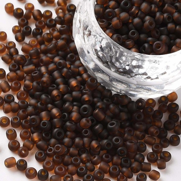 

PandaHall Glass Seed Beads, Frosted Colors, Round, Coconut Brown, 3mm Glass Brown