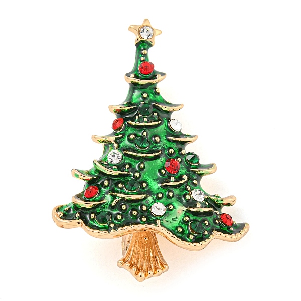 

PandaHall Christmas Tree Theme Zinc Alloy with Rhinestone Brooches, Enamel Pins, Golden, 44x31x6mm Alloy+Rhinestone Christmas Tree