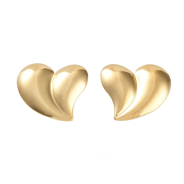 

PandaHall 304 Stainless Steel Stud Earrings, Heart, Golden, 20.5x24mm 304 Stainless Steel Heart