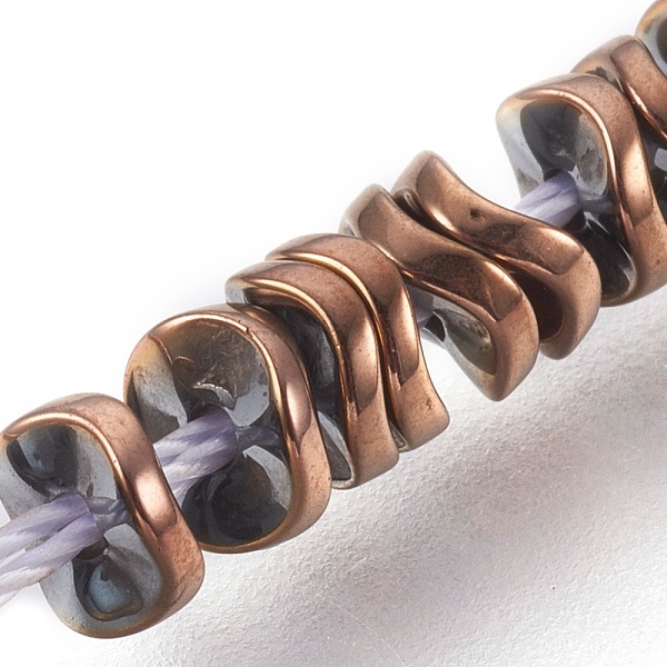 

PandaHall Electroplated Non-magnetic Synthetic Hematite Bead Strand, Wavy Disc, Copper Plated, 4x1.5mm, Hole: 0.8mm, about 394pcs/strand...
