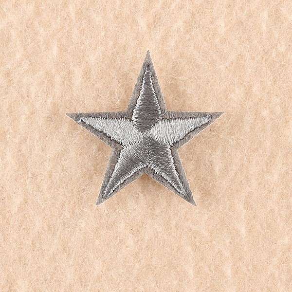 PandaHall Computerized Embroidery Cloth Iron on/Sew on Patches, Costume Accessories, Appliques, Star, Dark Gray, 3x3cm Cloth Star Gray