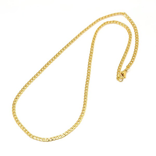 

PandaHall 304 Stainless Steel Curb Chain/Twisted Chain Necklace Making, with Lobster Claw Clasps, Golden, 17 inch~18 inch(43.2cm~45.7cm)...
