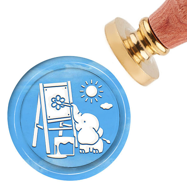 

PandaHall CRASPIRE Wax Seal Stamp Drawing Elephant Sealing Wax Stamp 30mm Removable Brass Head Sealing Stamp with Wooden Handle for Birthday...