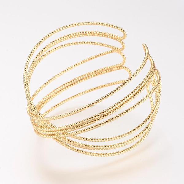 

PandaHall Brass Cuff Bangle, Real 18K Gold Plated, 1-3/4 inch(48mm) Brass