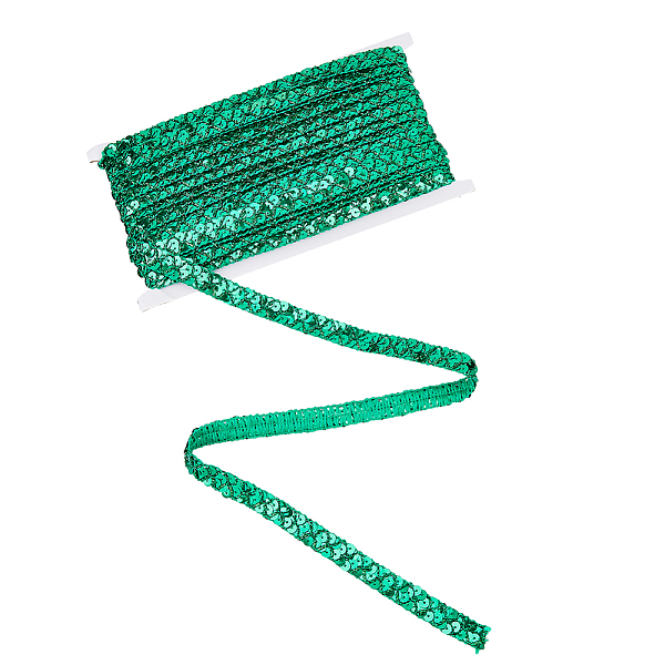 

PandaHall DICOSMETIC about 14.2 Yards Elastic Sequin Beads 15mm Wide Glitter Sequin Trim Metallic Stretch Sequin Braid Lace Ribbon Sequin..., Green