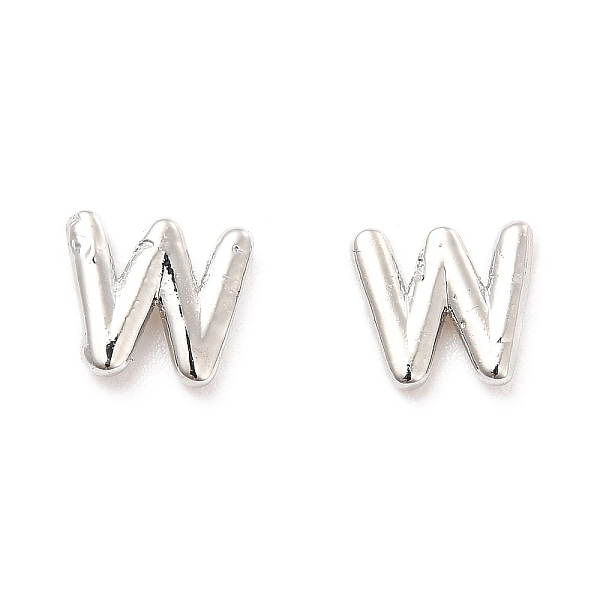 

PandaHall Brass Hollow Out Initial Letter Stud Earrings for Women, Platinum, Lead Free & Cadmium Free, Letter.W, 7x8x1.5mm, Pin: 0.8mm Brass...