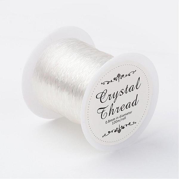 

PandaHall 0.8mm Clear Crystal Stretch Elastic Thread, 109.36 Yards(100m) per Roll Spool Craft Bracelet Beads Thread TPU Round Clear