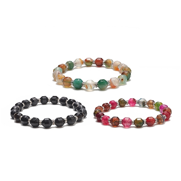 

PandaHall Dyed Natural Agate Beaded Stretch Bracelet Sets, Brass Rhinestone Jewelry for Women, Mixed Color, Inner Diameter: 2-1/2~2-5/8 inch..., Multicolor