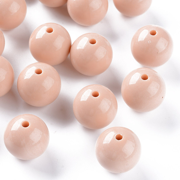 

PandaHall Opaque Acrylic Beads, Round, PeachPuff, 20x19mm, Hole: 3mm, about 111pcs/500g Acrylic Round Brown