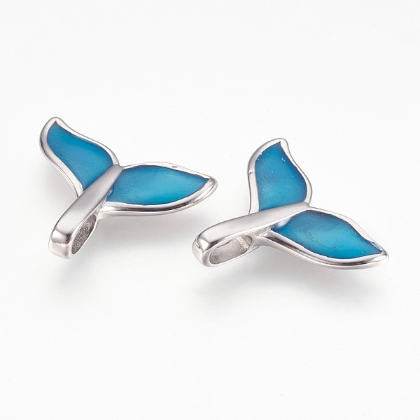 

PandaHall 304 Stainless Steel Enamel Pendants, Whaletail Shape, Stainless Steel Color, Deep Sky Blue, 20x23x5mm, Hole: 3x6mm Stainless...