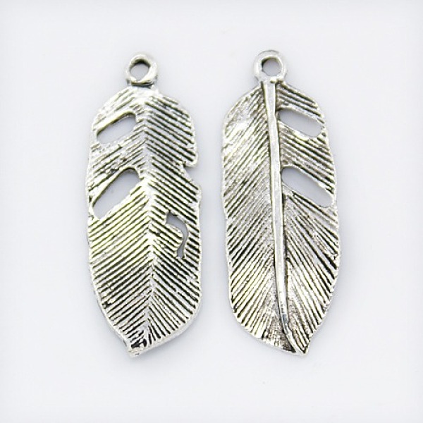 

PandaHall Alloy Pendants, Leaf, Cadmium Free & Lead Free, Antique Silver, 24x9x2mm, Hole: 1mm Alloy Leaf