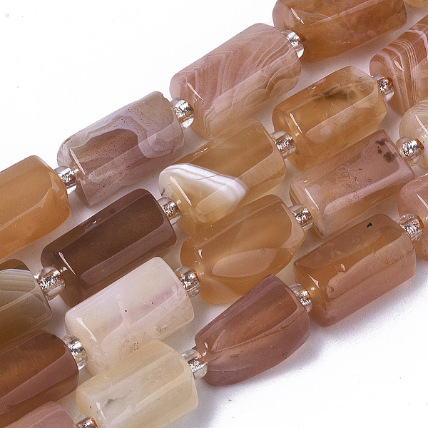

PandaHall Natural Botswana Agate Beads Strands, with Seed Beads, Faceted Column, 10~11x5~8mm, Hole: 1mm, about 15~17pcs/Strand, 7.48...