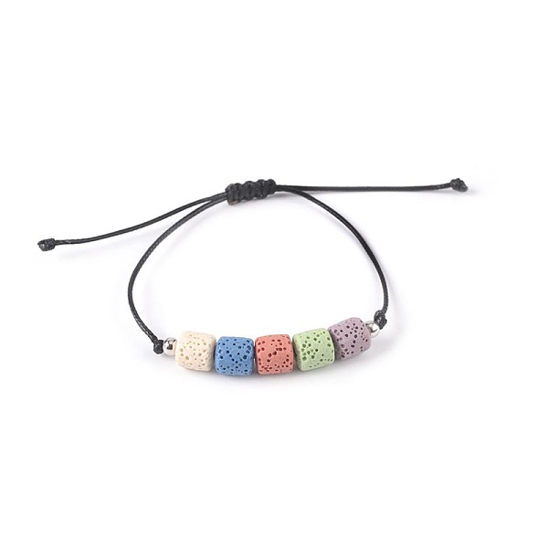 Bracelets bohèmes ajustables faits main en perles tressées de pierre de lave naturelle teinte pour femmes
