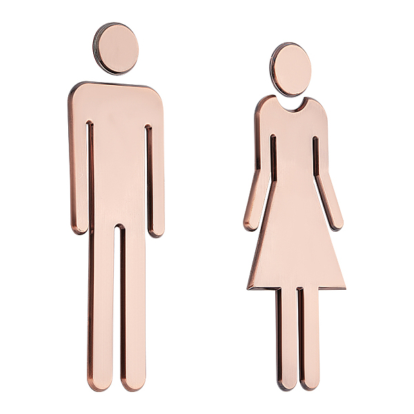PandaHall GORGECRAFT Restroom Identification Signs Self-Adhesive Men's and Women's Toilet Signs Bronze Washroom Door Signs Plastic Wall...