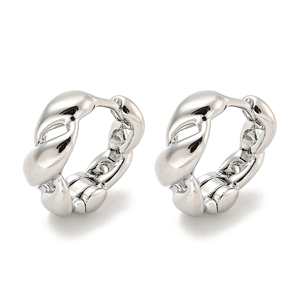 

PandaHall Brass Hoop Earrings, Real Platinum Plated, 12.5x4mm Brass Twist